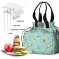thumbnail image 4 of Pioneer Flower Floral Print Pattern Drawstring Lunch Bag Women - Drawstring Lunch Bag Insulated for Work Office - Stain-Resistant Large Lunchbags for Women with Multi-Pockets, 4 of 6