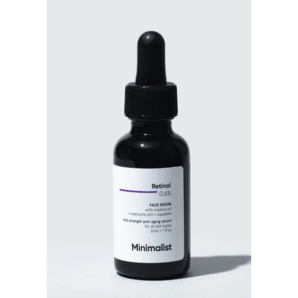 Minimalist Retinol 0.6% Mid-Strength Anti Aging Face Serum For Unisex, Reduces Fine Lines & Wrinkles, Medium Strength Retinol Formula (Pack Of 1)