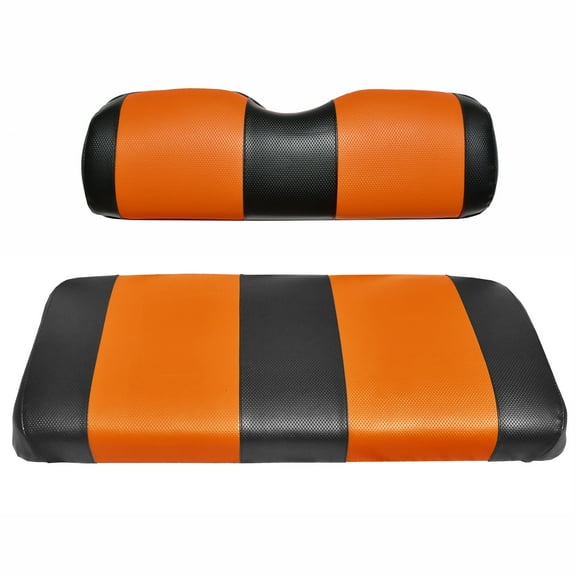Universal Golf Cart Rear Replacement Seat Cover Set (Black & Orange)