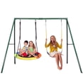 thumbnail image 2 of KLOKICK 440lbs 2 Seat Metal Swing Set with Heavy Duty A-Frame Metal Swing Stand, 2 of 13