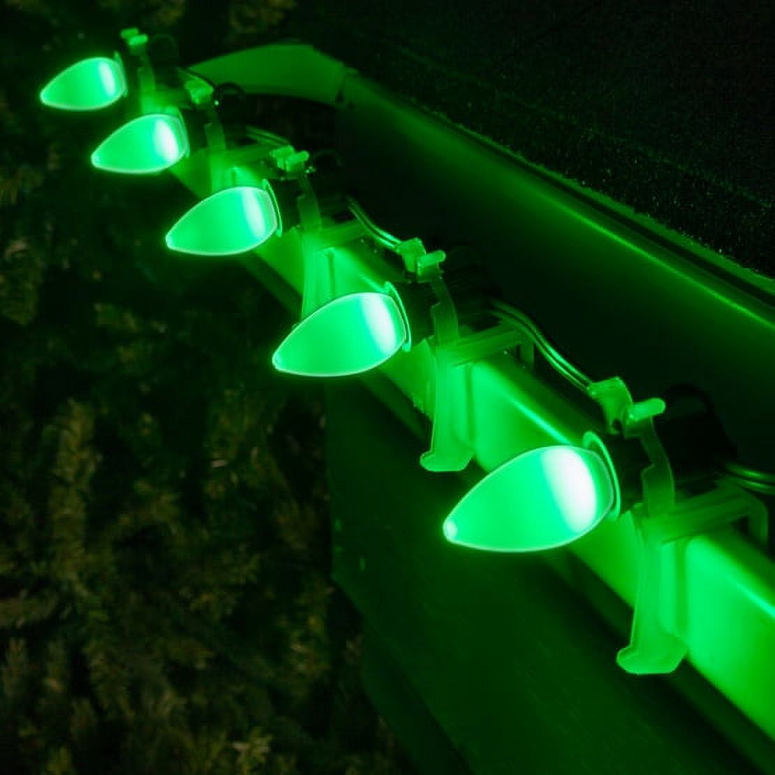 OptiCore C7 Opaque Ceramic Style Green LED Christmas Lights Replacement Bulbs, Pack of 25, Shatterproof 0.84W, E12 Base