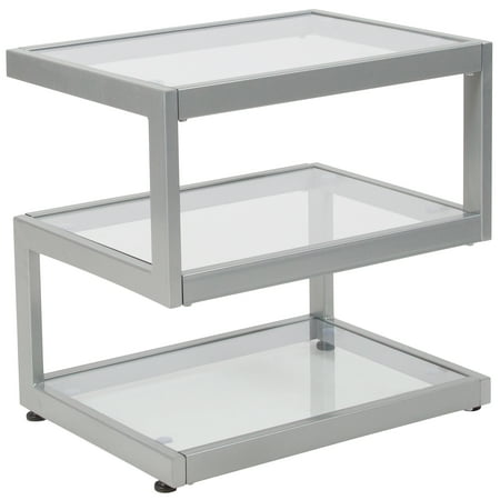 - Flash Furniture Ashmont Collection Glass End Table with Contemporary Steel Design