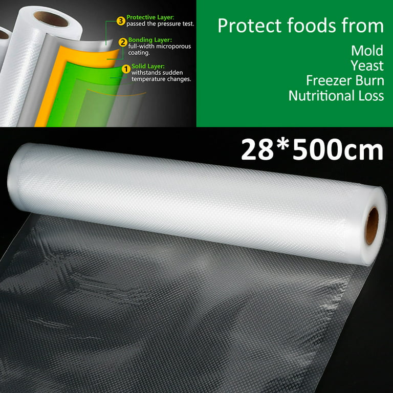 Nyidpsz 2PCS 11 x 197inch Vacuum Food Sealer Bags BPA Free Vacuum Food  Sealer Rolls Microwave Freezer Safe Airtight Sous Vide Bags Kitchen for