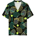 thumbnail image 3 of PRIYAL Tennis Racket And Ball Mens Short Sleeve Pajama Set Satin Silk Sleepwear 2 Piece Pjs Loungewear, 3 of 6