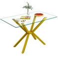 thumbnail image 4 of Holaki 47.24'' Rectangular Tempered Glass Dining Table for Dining Room, Living Room, Office, 4 of 8