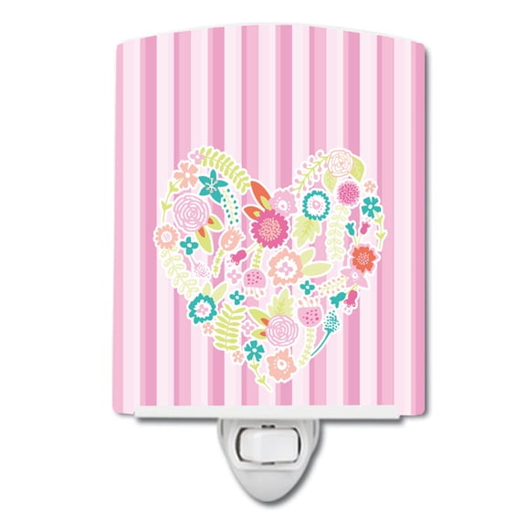 Flowered Heart Ceramic Night Light