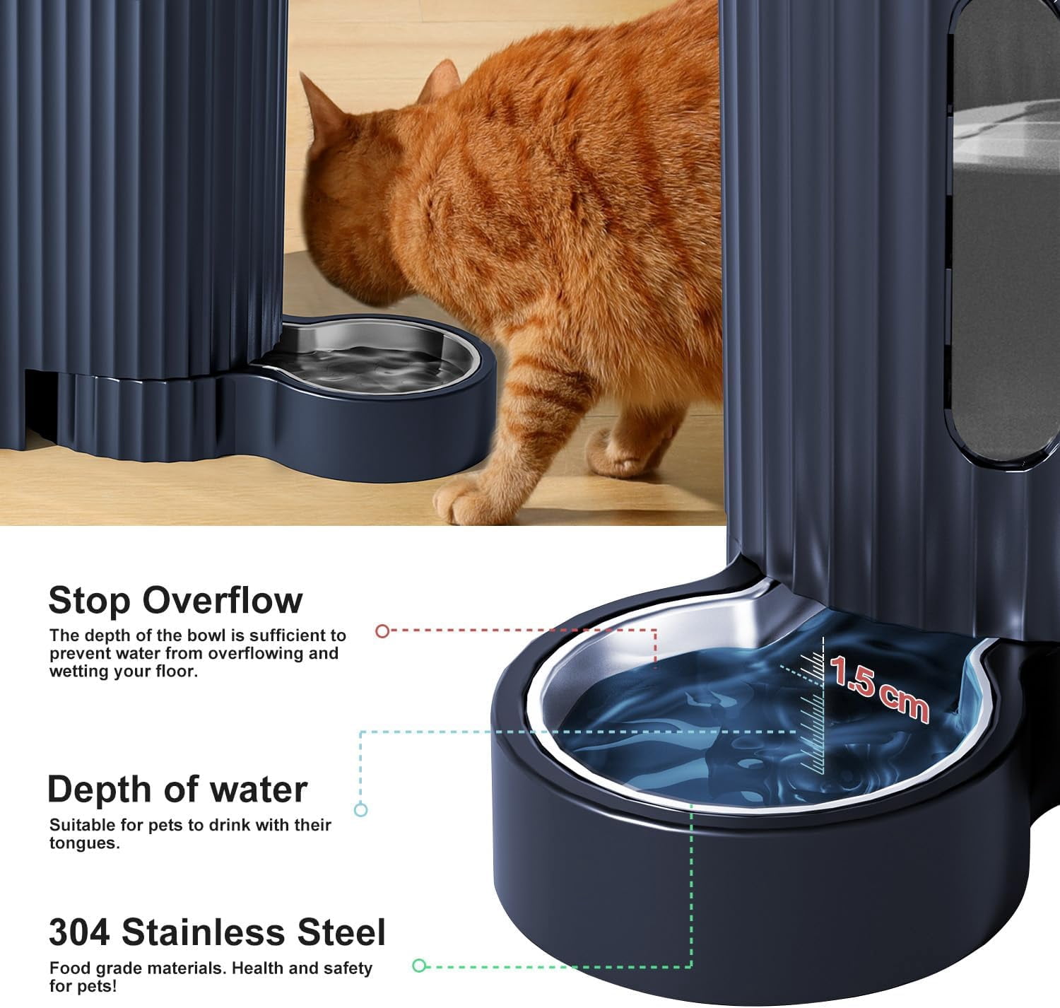 Nomipaw Cat Dog Feeder and Waterer Automatic Gravity Feeding - Two-in-One - 0.8 Gallon Each - Blue