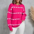 thumbnail image 2 of Chandail Tricoté de la Saint-Valentin pour Femmes avec Motif de Cœur, Mélange Doux de Coton-polyester, Manches Longues, Col Rond, Coupe Décontractée, Léger et Respirant, 2 of 9