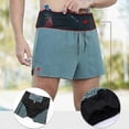 thumbnail image 3 of Marathon Running Shorts Men 2 In 1 Quick Dry Workout Training Fitness Jogging Multi-Pocket Man Gym Sport Shorts with Waist Pouch, 3 of 5