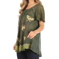 thumbnail image 3 of Sakkas Petra Women's Casual Loose Flared Corset Short Sleeve Lace Blouse Top Tunic - 2207-Green - Plus Size, 3 of 5