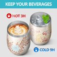 thumbnail image 4 of Floral 12oz Stainless Steel Insulated Wine Tumbler with Lid and Straw – Double Wall Vacuum Mug for Hot & Cold Drinks, 304 Steel Interior, Sweat-Free Design,Thanksgiving,Christmas, Spring,Flower, 4 of 5