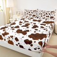 thumbnail image 5 of Manfei Rustic Cow Print Bed Sheets 4-Piece,Rustic Farm Animal Full Size Sheets,Chocolate Brown,1 Flat Sheet,1 Fitted Sheet and 2 Pillowcases, 5 of 6