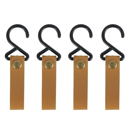 

4x Portable Multi-Tool Clips Hook Holders Outdoor Tent Canopy PU Leather Clamps