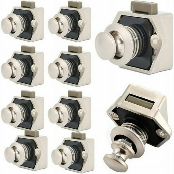 10PCS Push Button Latch,Keyless Cabinet Lock Cupboard Door Knob Clasp,for Zippered Furniture,Yachts,Caravans,Motorhomes,Camping Boats