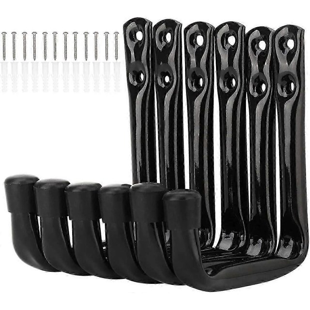 6 Pack Heavy Duty J Shape Wall Hooks for Garage Storage (11.5cm x 10cm)
