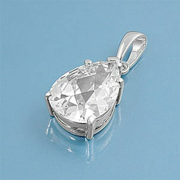 Tear Drop Cubic Zirconia Pendant Sterling Silver