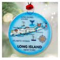 Long Island New York Map Christmas Tree Ornament Art Glass Light