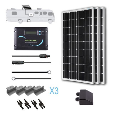 Renogy 300 Watt 12 Volt Monocrystalline Solar RV Kit with 30A Adventurer