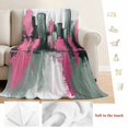thumbnail image 5 of Pink Green Oil Painting Blanket Soft Cozy Warm Throw Blanket for Couch, Plush Fuzzy Flannel Fleece Blankets for Sofa, Modernism Minimalist City Bed Blankets Lightweight Gifts for Women, 32"x48", 5 of 9
