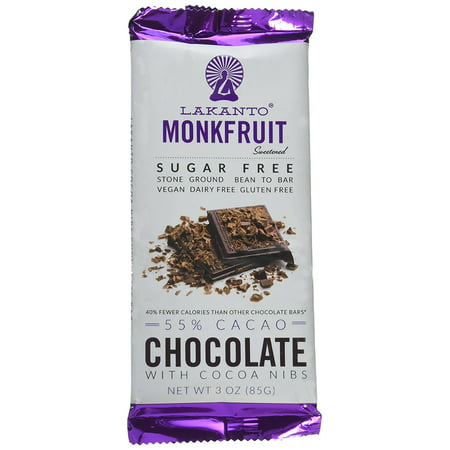 Sugar Free 55% Cacao Chocolate Bar with Cocoa