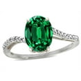 thumbnail image 2 of Star K� Big Stone Oval 10x8 Simulated Emerald Bypass solitaire engagement promise ring, 2 of 9
