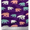 thumbnail image 1 of Soimoi Purple Modal Satin Fabric Colorful Polar Bear Animal Print Sewing Fabric Yard 42 Inch Wide, 1 of 5