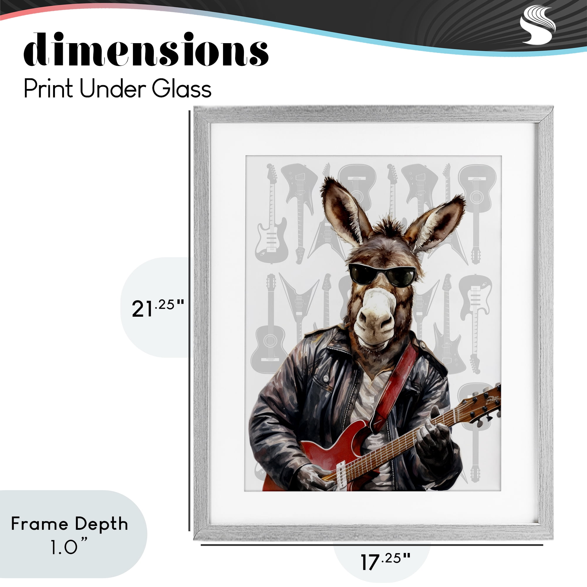 Stupell Industries Performing Musician Donkey Gray Framed Print Under Glass, design by CAD Designs