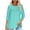 Mint Green, variant on VKOYWKM Plus Size 3/4 Sleeve Tops for Women Trendy Button Up Round Neck Henley Shirts Solid Color Tunic Blouses Dressy Casual Pleated Front Tee Tops