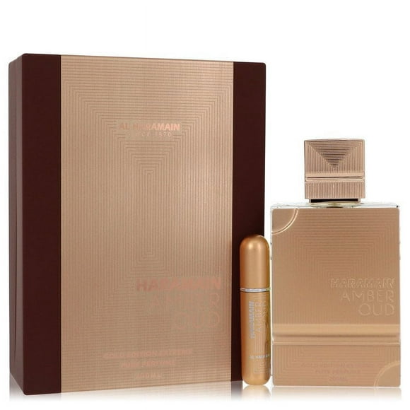 Al Haramain Amber Oud Gold Edition Extreme by Al Haramain Gift Set 6.7 oz 6.7 Pure Perfume Spray + 0.34 oz Refillable Spray