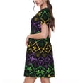 thumbnail image 2 of Honeii Mardi Gra Geometric Print Women’s Short Sleeve Dress, Comfortable Casual Dress, Soft Polyester Spandex Blend, Stylish Everyday Wear for Summer, Perfect for Travel and Vacation, 2 of 6