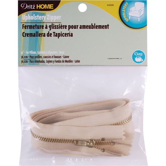 Dritz Home Brass Upholstery Zipper 30"-Beige