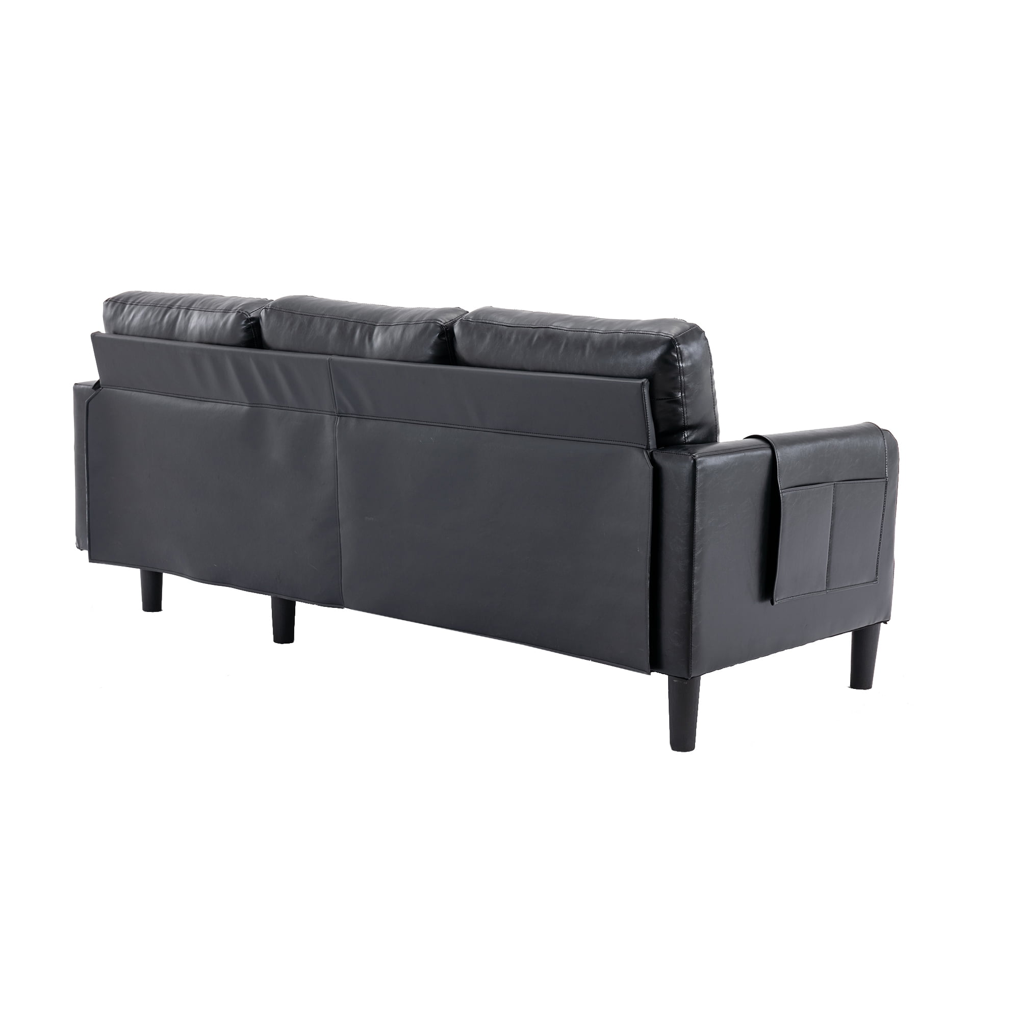 Resenkos Air Leather L Shaped Sleeper Sectional Sofa with Storage Chaise, Couch Convertible Pull-Out Bed, Black Resenkos Air Leather L Shaped Sleeper Sectional Sofa with Storage Chaise, Couch Convertible Pull-Out Bed, Black