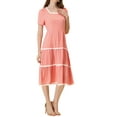 thumbnail image 4 of Vestido midi de tirantes cortos con escote cuadrado y detalles de encaje de INSPIRE CHIC en rosa S, 4 of 6