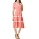 thumbnail image 4 of Vestido midi de tirantes cortos con escote cuadrado y detalles de encaje de INSPIRE CHIC en color rosa M, 4 of 6