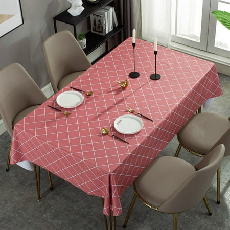 

CUH Waterproof PVC Tablecloth Checkered Rectangle Oil Spill Proof Vinyl Table Cloth Heavy Duty Wipeable Table Covers for Dining Camping Picnic Parties (Red 55 x 55 )