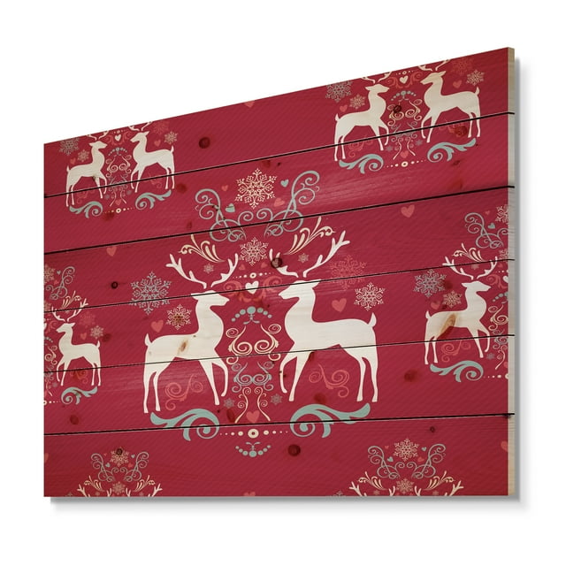Design Art - Motif de Renne de Noël avec Flocons de Cristal