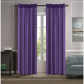 Mr2 Purple 2 Pc Set Myra Rod Pocket Faux Silk Window Curtain