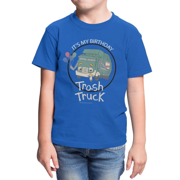 Trash Truck Its My Birthday Youth T Shirt (Royal, XS-XL)