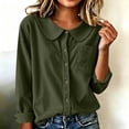 thumbnail image 4 of Neewe Cotton Blend Button Down Shirt for Women Collared Blouse Casual Long Sleeve Tops Daily Outfits, 4 of 6