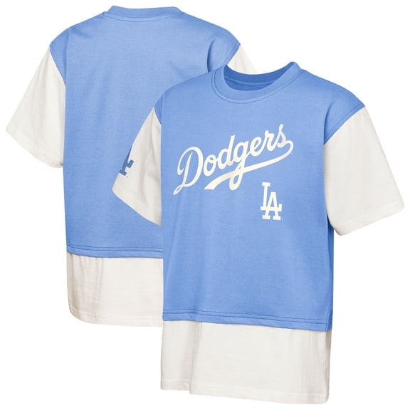 Youth Outerstuff Royal/Cream Los Angeles Dodgers Ultimate Pastels Premium Double Run T-Shirt