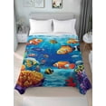 thumbnail image 2 of Twin Size Flat Sheet Only, Ocean Coral Fish Soft Brushed Microfiber Bed Sheets, Colorful Underwater World Seagrass Hotel Quality Breathable Bedding Top Sheet, Easy Care, 66"x96", 2 of 9