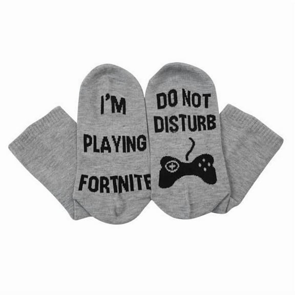 Menolana 2xDO NOT DISTURB I'M GAMING Novelty Cotton Socks for Gray Black Tall