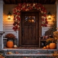 thumbnail image 5 of SPOORYYO Artificial Fall Maple Leaf Garland with Mini Pumpkins Pine Cones Berries, Flexible Plastic Autumn Harvest Rattan Vine for Halloween Thanksgiving Front Door Mantel Home Decor, 74.8", 5 of 7