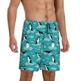 thumbnail image 2 of Balery Penguins On The Ice In The Sea Pantalones cortos de pijama de punto de algodón para hombre con cinturilla y bolsillos-4X-Large, 2 of 6