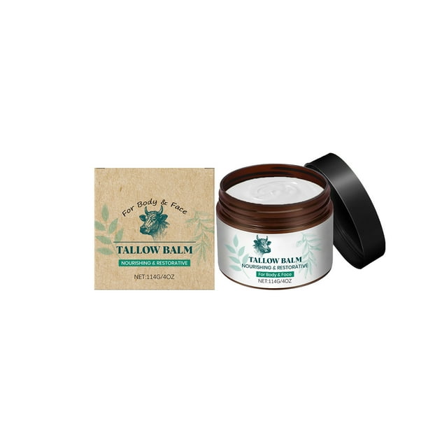 Pisexur Belleza Maquillaje Bálsamo de sebo de res alimentado con pasto para rostro y cuerpo con manteca de karité, aceite de jojoba y cera de abejas (114 g)para mujeres y hombres