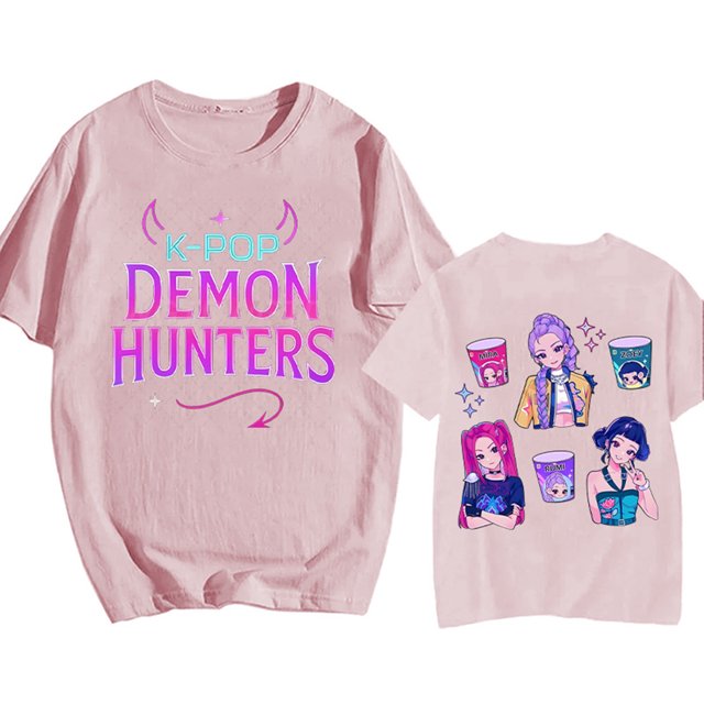 Pop cazadora para niña Demo-n Hunters Boys Girls Fashion Round-Neck Group Panels T Shirt (Pink)