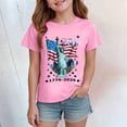 thumbnail image 2 of TOWED22 Star Spangled Girls Tops Patriotic Short Sleeve T-Shirts 250Th Anniversary USA Flag Tee Casual Shirts(Pink,5-6 Y), 2 of 4