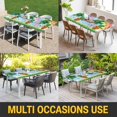 thumbnail image 5 of St. Patrick's Day Table Cloths for 4 Foot Rectangle Tables, Lucky Gnomes Shamrock Leaves Flower Rainbow Patio Waterproof Elastic Fitted Tablecloths, Washable Rectangular Table Cover for Camping, 5 of 8