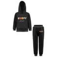 thumbnail image 3 of TiaoBug Kids Girls Hoodies Tracksuit Long Sleeve Sweatshirts with Jogger Sweatpants Set Black-A 2-3, 3 of 7