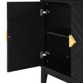 thumbnail image 5 of Nocle House Farron Modern 4-Door Storage Cabinet with Adjustable Shelves, Rubberwood, Black + Gold, 5 of 13